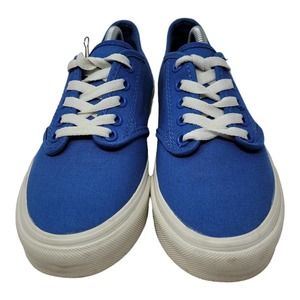 Vans Womens Skate Shoes Blue White Low Top Canvas Lace Up Plaid Back 7M